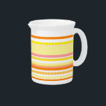Stripey beads orange and pink pattern milk jug drink pitcher<br><div class="desc">This bright milk jug would make a great splash of colour to your kitchen or work place. Exclusively designed by Sarah Trett.</div>
