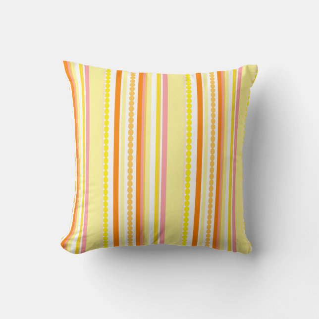 Stripey beads orange and pink throw pillow (Front)