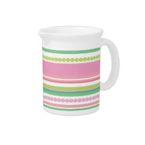 Stripey beads pink and green pattern milk jug pitcher