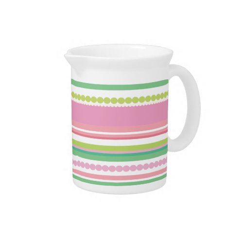 Stripey beads pink and green pattern milk jug pitcher