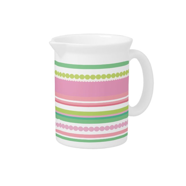 Stripey beads pink and green pattern milk jug pitcher (Right)