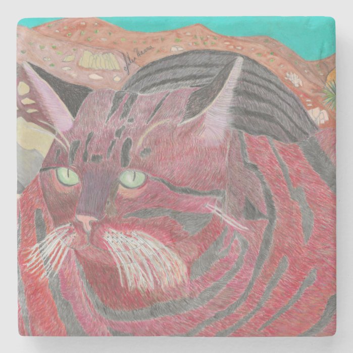 Stripey Cat At Joshua Tree Coaster