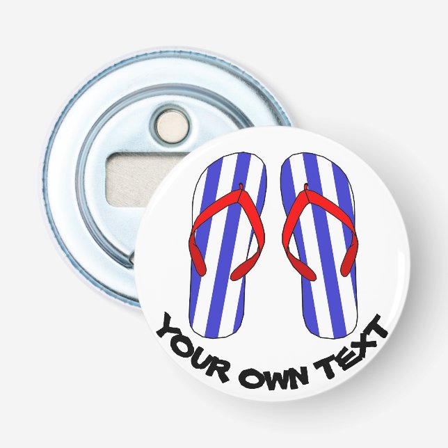 Stripey Flip Flops Beach Sandles Custom Text Bottle Opener (Front)