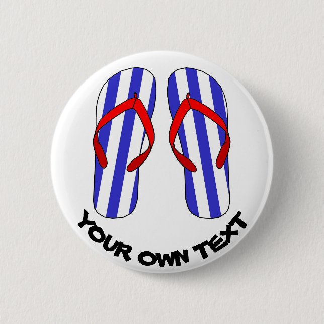 Stripey Flip Flops Beach Sandles Custom Text Button (Front)