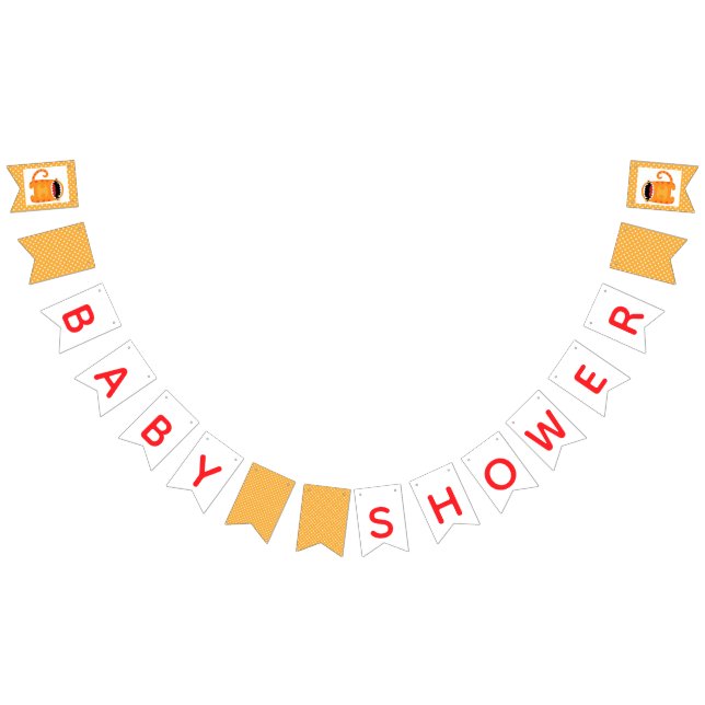 Stripey Orange Little Monster Baby Shower Bunting Flags (All)