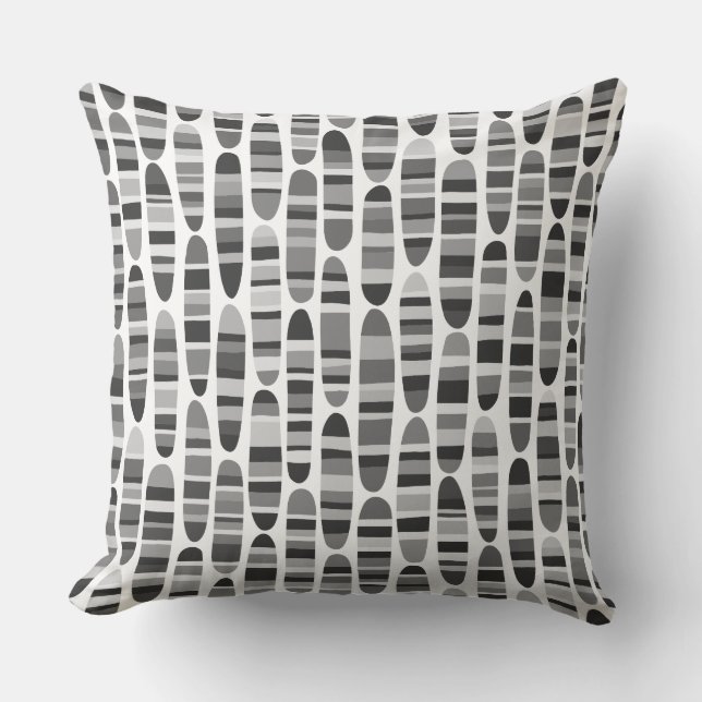 Stripey Strokes 120123 - Black and White Throw Pillow (Front)