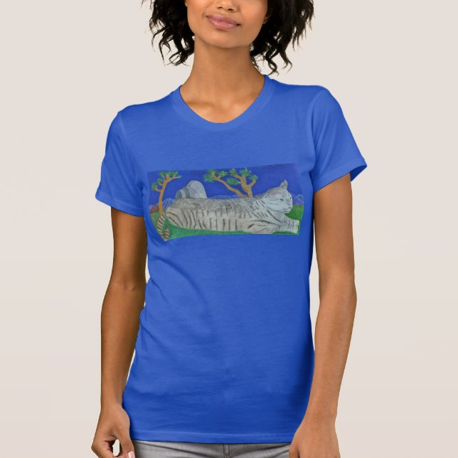 Stripey The Cat At Joshua Tree By Julia Hanna T-Shirt (Front)