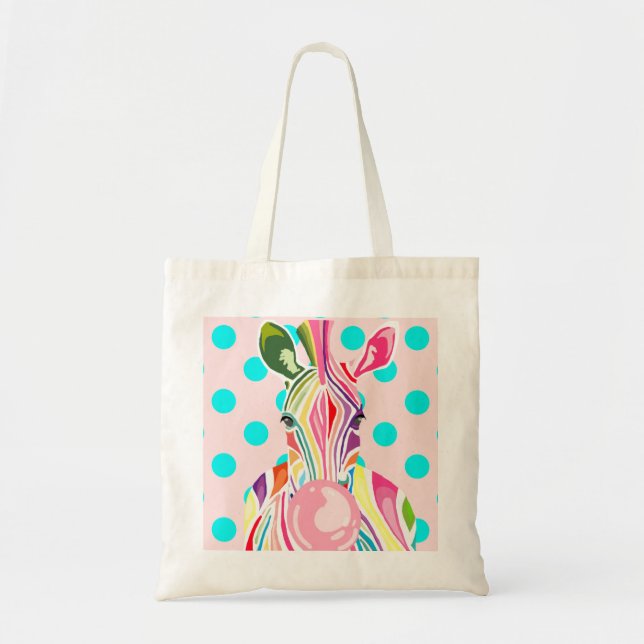 Stripez and Turquoise Dotz Tote Bag (Front)