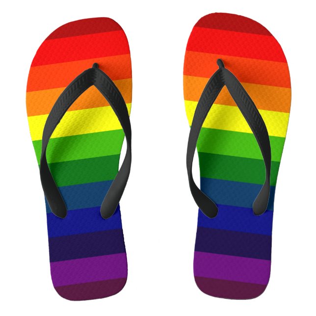 STRIPITTY! STRIPETTY!  IT'S RAINBOW STRIPES! ~ FLIP FLOPS (Footbed)