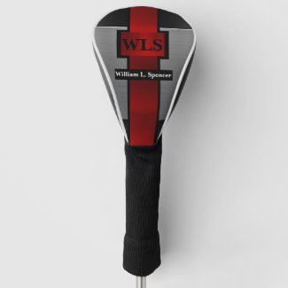 Stripped Red Black Gray Faux Metal Golf Head Cover