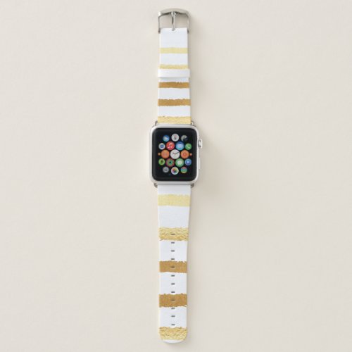 Stripped shiny golden metallic pattern apple watch band