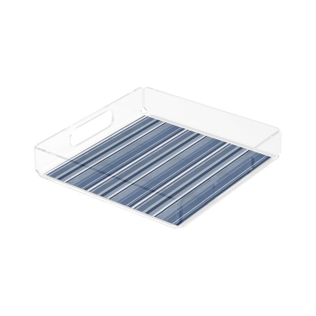 Strips of Blue and white Acrylic Tray (Angled)