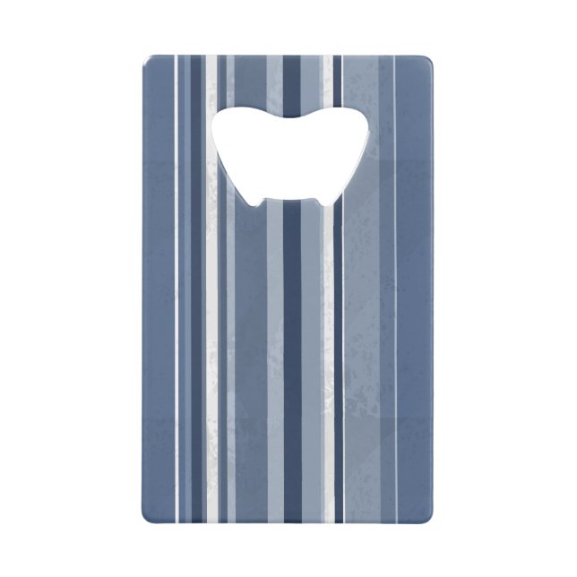 Strips of Blue and white Credit Card Bottle Opener (Front)