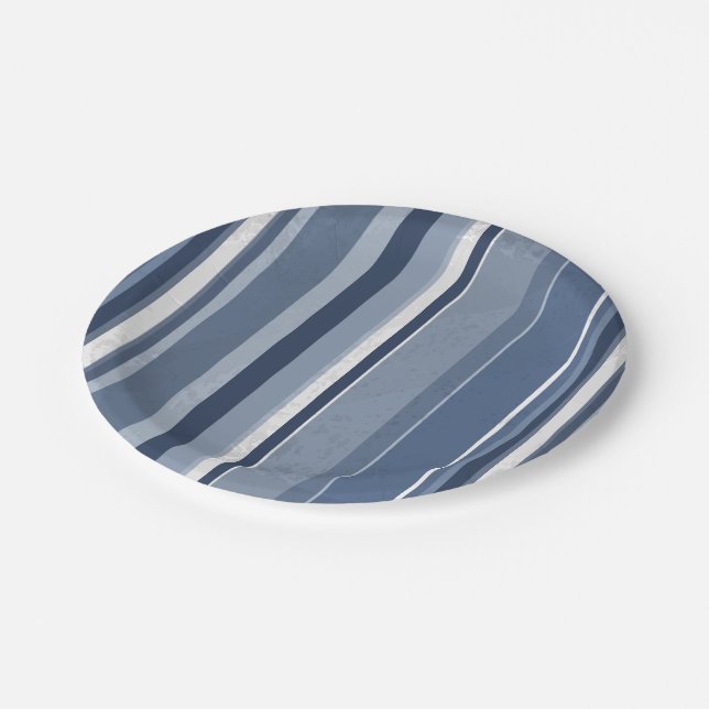 Strips of Blue and white Paper Plates (Angled)