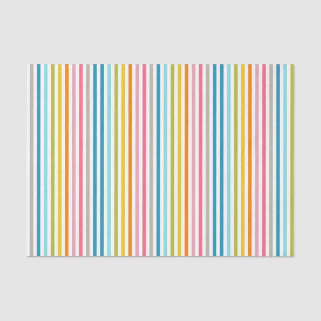 Strips Of Blues Yellows Pinks  Tissue Paper (Front)