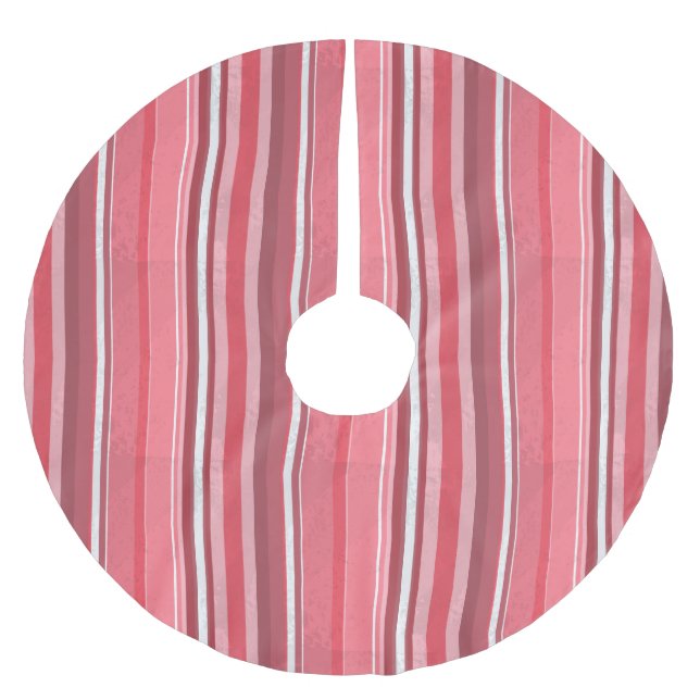 Strips of Pink Brushed Polyester Tree Skirt (Front)