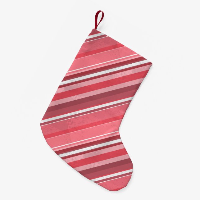 Strips of Pink Small Christmas Stocking (Front (Hanging))