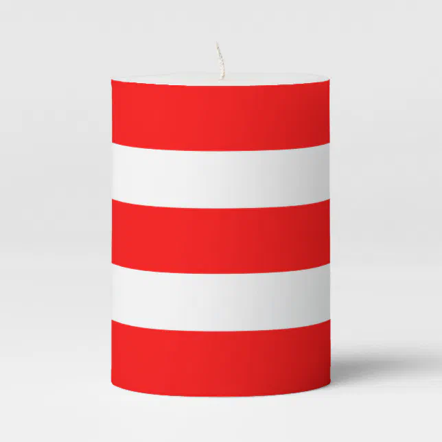 Strips red and white pillar candle Zazzle