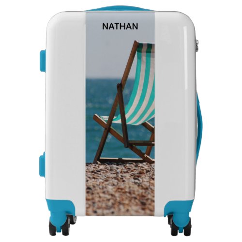 Stripy Deckchair Summer Photo Personalised Luggage