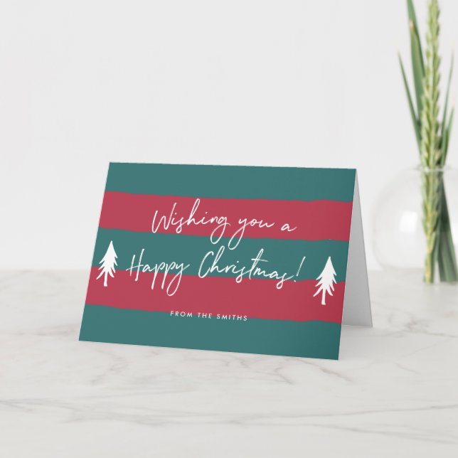 Stripy Happy Christmas Personalized Greeting Card (Front)