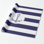 Stripy nautical anchor wrapping paper