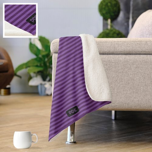 Stripy Purple _ 2 Shades Knit Effect Stripe custom Sherpa Blanket