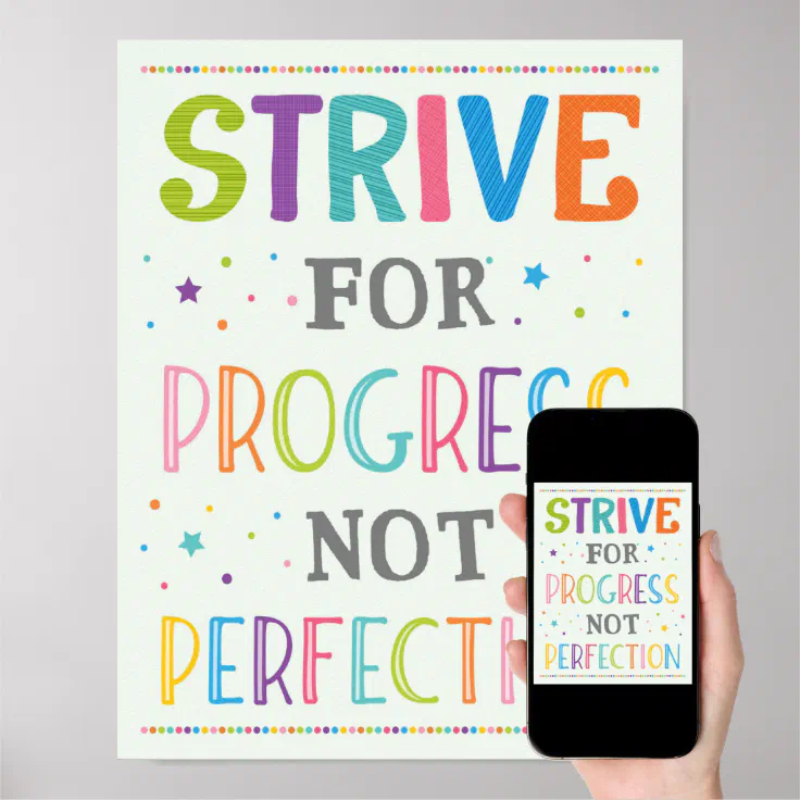 Strive For Progress Not Perfection Growth Mindset Poster 