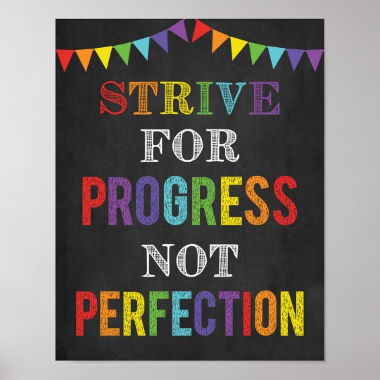 Strive For Progress Not Perfection Growth Mindset Poster | Zazzle.com