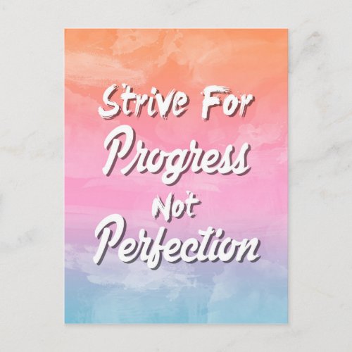 Strive for Progress Not Perfection _ Quote Postcard