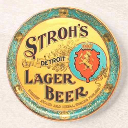 Strohs Beer Detroit MI Sandstone Coaster