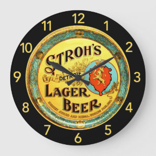 Strohs lager beer large round clock