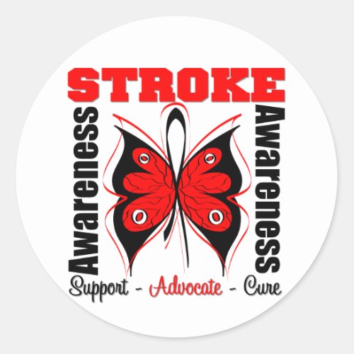 Stroke Awareness Butterfly Classic Round Sticker