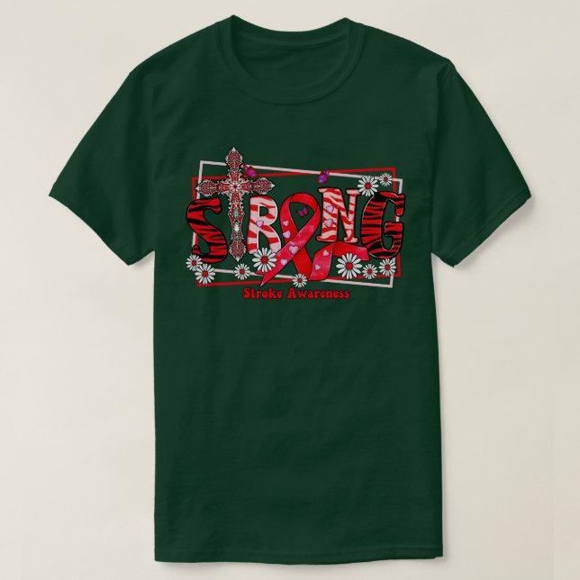 Stroke Awareness cross ribbon Strong hope love T-Shirt (Design Front)