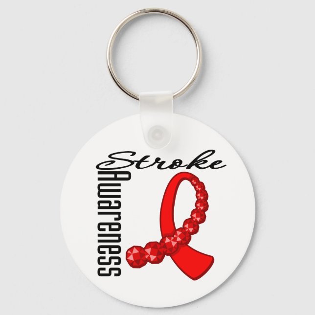 Stroke Awareness Gemstone Ribbon Keychain (Front)