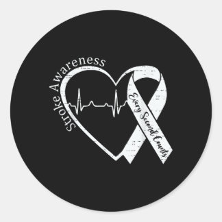 Stroke Awareness Heart Stroke Survivor Warrior Classic Round Sticker