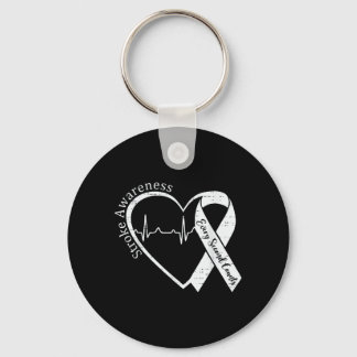 Stroke Awareness Heart Stroke Survivor Warrior Keychain