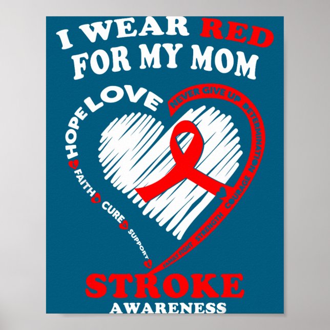 Stroke Awareness - I Wear Red For My Mom  Poster (Front)