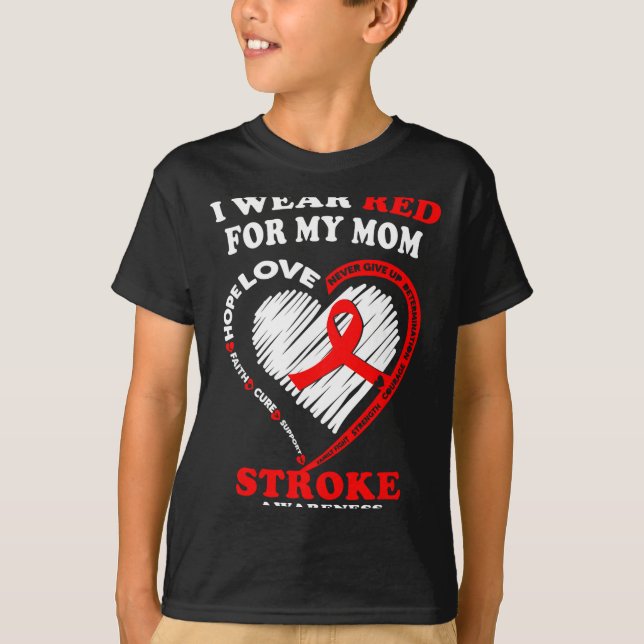 Stroke Awareness - I Wear Red For My Mom  T-Shirt (Front)