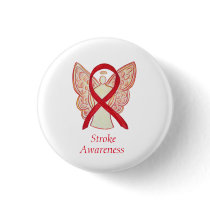 Stroke Awareness Red Ribbon Angel Custom Art Pin