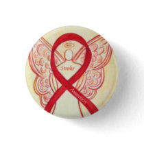 Stroke Awareness Red Ribbon Angel Custom Art Pin