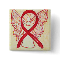 Stroke Awareness Red Ribbon Angel Custom Art Pin
