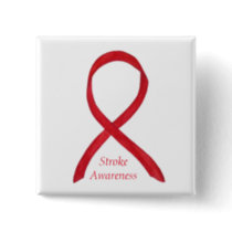 Stroke Awareness Red Ribbon Custom Art Pin