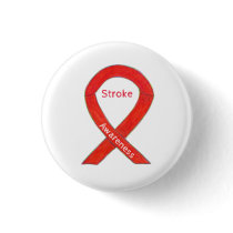 Stroke Awareness Red Ribbon Custom Art Pin