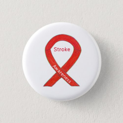 Stroke Awareness Red Ribbon Custom Art Pin