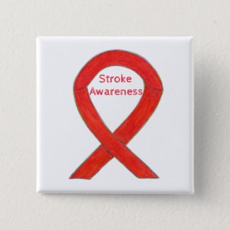 Stroke Awareness Red Ribbon Custom Art Pin