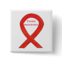 Stroke Awareness Red Ribbon Custom Art Pin