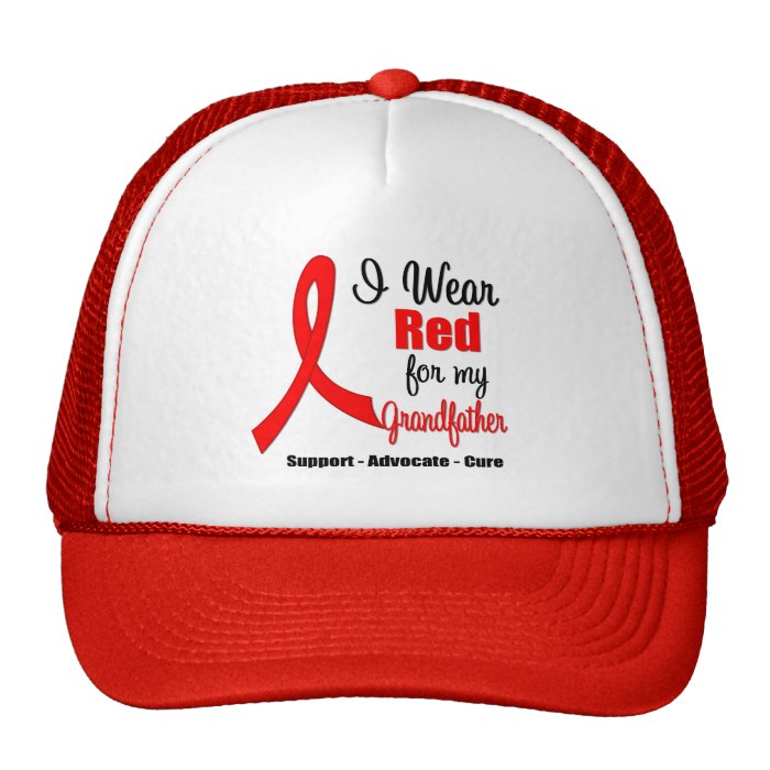 Stroke Awareness   Red Ribbon (Grandfather) Mesh Hat