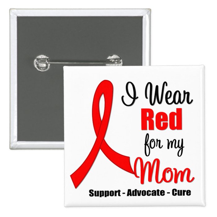 Stroke Awareness   Red Ribbon (Mom) Pins