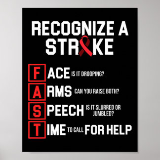 Stroke Awareness Survivor Fast Strong Warrior  Poster