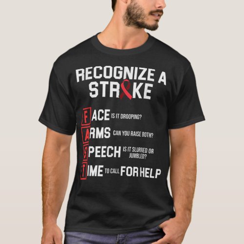Stroke Awareness Survivor Fast Strong Warrior  T_Shirt